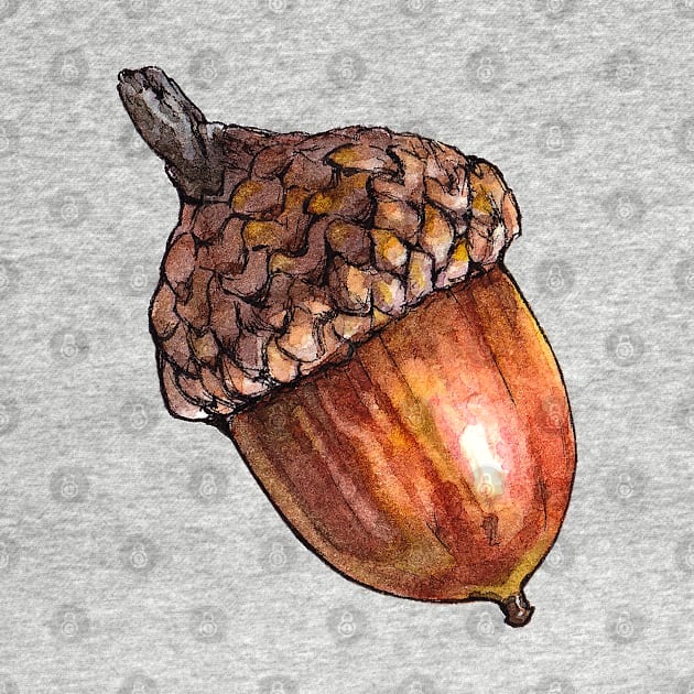 Colorful Acorn - Watercolor by AquarellChill